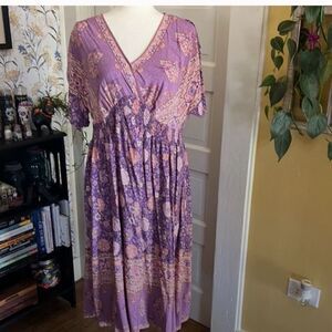 BloomChic Purple & Pink Dress Rayon With POCKETS!! Size 14-16 Summer Flirty Boho
